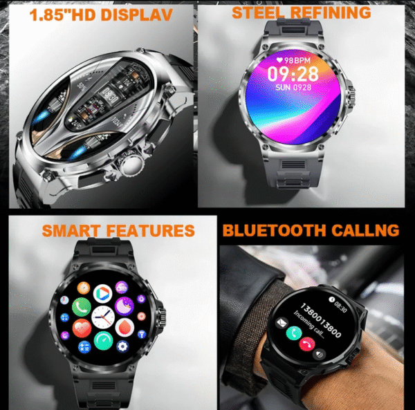 V69 Ultra HD Military grade smartwatch with 710mAh largest battery ever, 400+ watch face, ip68 waterproof & Two straps. - Image 3