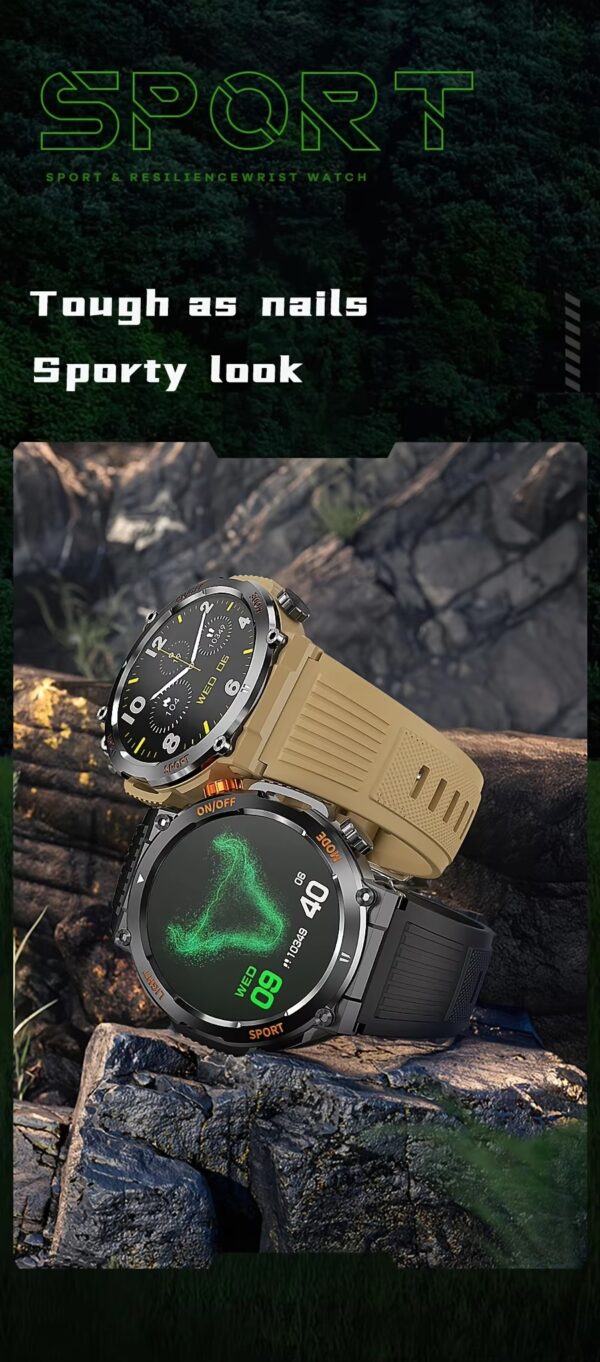 HT17 Smart Watch 1.46" HD Screen Waterproof Activity Tracker Bracelet with LED Flashlight Heart Rate Sleep Monitor - black - Image 5
