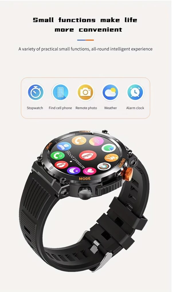HT17 Smart Watch 1.46" HD Screen Waterproof Activity Tracker Bracelet with LED Flashlight Heart Rate Sleep Monitor - black - Image 8