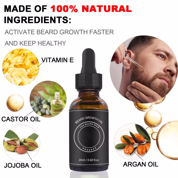 Beard Oil Growth Fast Nourishing Beard 100% Pure Natural Organic Beard Growth Oil for Men - Image 4