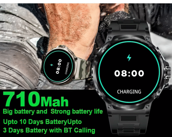V69 Ultra HD Military grade smartwatch with 710mAh largest battery ever, 400+ watch face, ip68 waterproof & Two straps. - Image 4